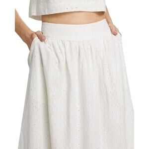 Paige Women's Ojai Cotton Denim Midi White Skirt NOWT
